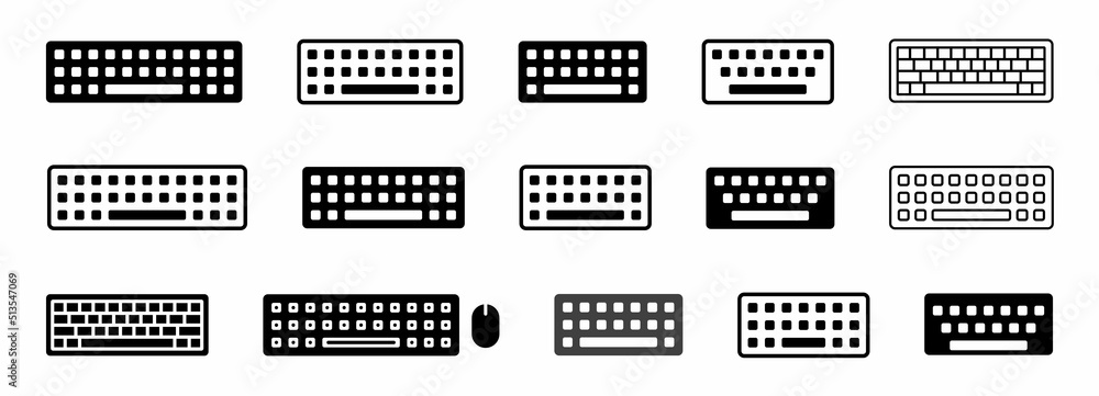 Fototapete keyboard icon set. computer keyboard. keypad vector. dismiss keyboard line art icon. computer keyboa