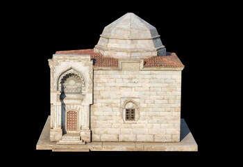 Mosque buildings and minarets, roof domes, arches and doors, elements of architectural decorations...