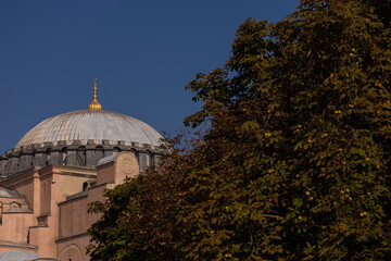 Mosque buildings and minarets, roof domes, arches and doors, elements of architectural decorations...