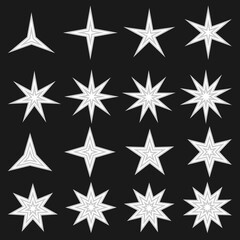 Isolated on a black background set fo star symbols.