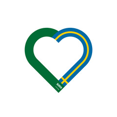 unity concept. heart ribbon icon of saudi arabia and sweden flags. vector illustration isolated on white background