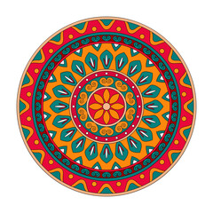 Vector illustration of hand drawn mandala. floral mandala, ethnic colorful circular design pattern. Bright Colors.