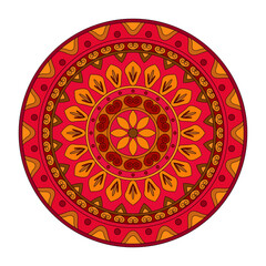Beautiful red traditional circular pattern mandala vector illustration.
