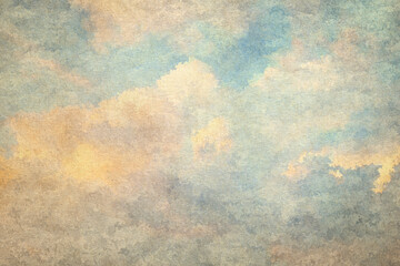 vintage watercolor clouds - obrazy, fototapety, plakaty