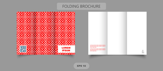 Red cover, tri fold brochure layout realistic rendering brochure layout. Brochure mock up