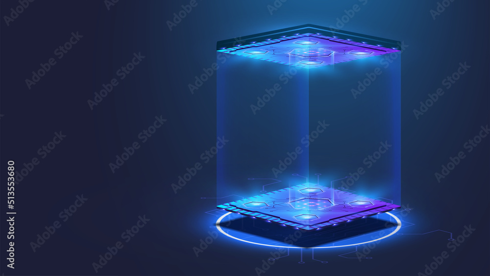Aufkleber futuristic empty stage. modern future background technology sci-fi interior concept. podium for show