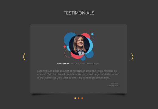 Dark Testimonial Website Carousel Feedback or Review Layout
