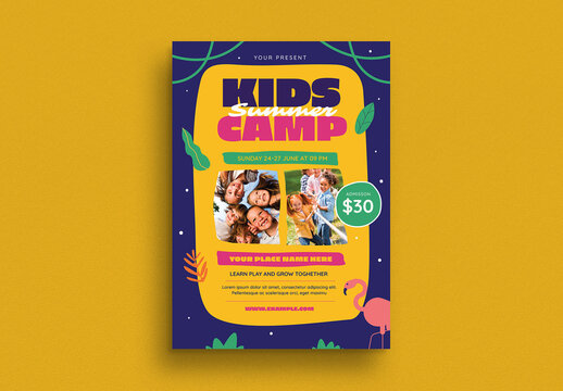 Blue Jungle Summer Kids Camp Event Flyer Layout