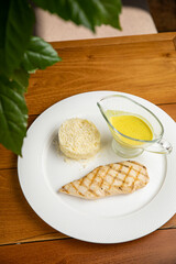 grilled chicken fillet. In the restaurant