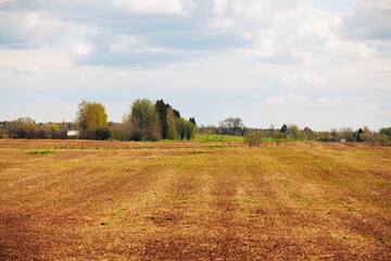Beautiful shot of a plowed field in the countryside