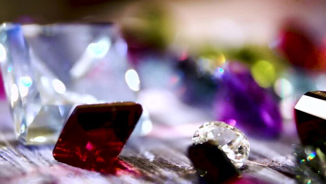Close-up. Various Precious Jewelry Stones and Minerals