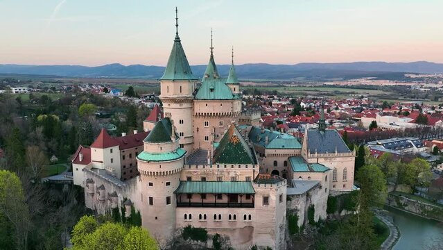 Aerial view of Bojnice castle in Slovakia