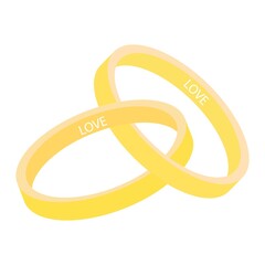 two wedding rings on a white background