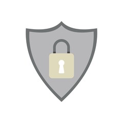 gray shield with a padlock on a white background