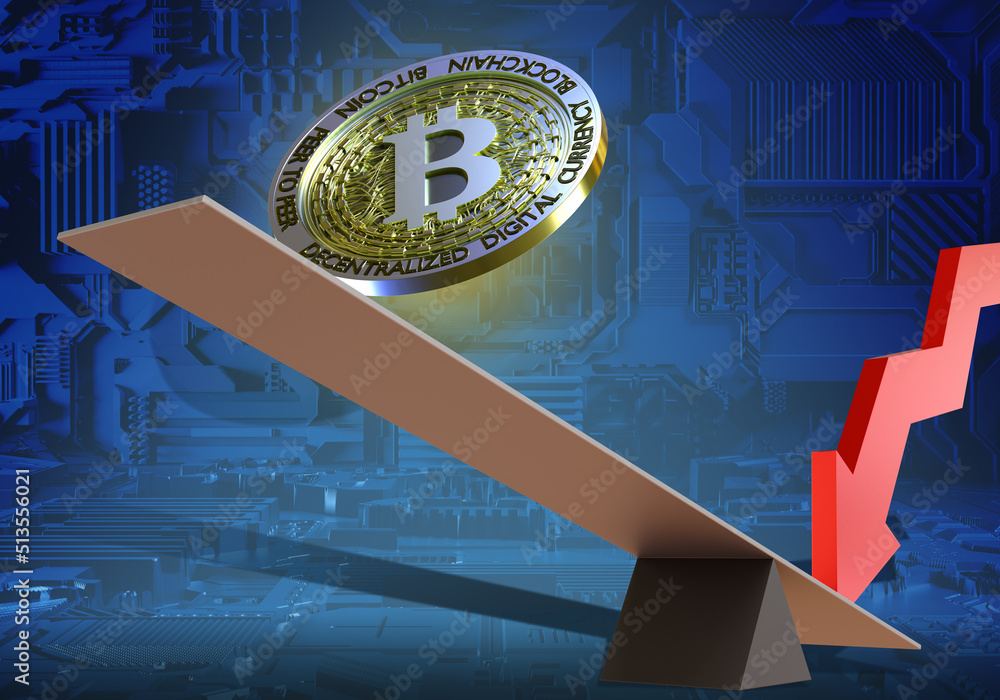Poster bitcoin rebound. bitcoin coin on swing. fluctuation in value of currency. rebound price exchange con