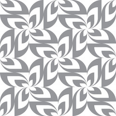Gray leaves background design. Nature ornament seamless pattern. Monochrome abstract geometric mosaic. Foliage backdrop. Vector illustration. 