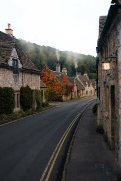 Charming English village in autumn season 