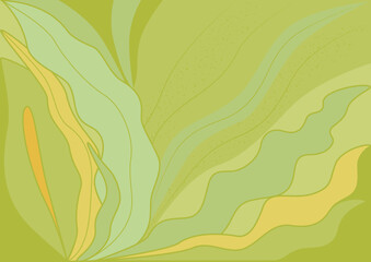 Abstract yellow and green underwater wavy leaves