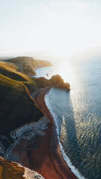 Durdle Door at sunrise at English coast 
