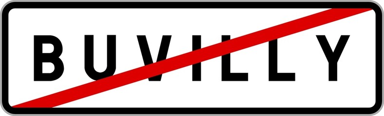 Panneau sortie ville agglomération Buvilly / Town exit sign Buvilly
