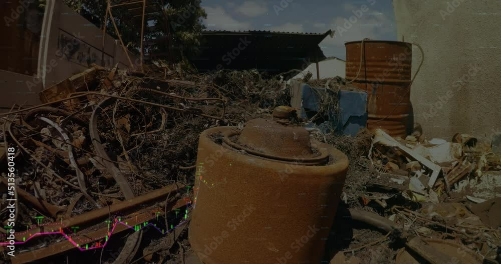 Poster animation of data processing over rubbish dump