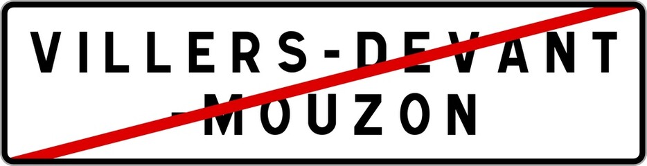 Panneau sortie ville agglomération Villers-devant-Mouzon / Town exit sign Villers-devant-Mouzon