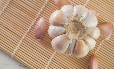garlic on a wooden board