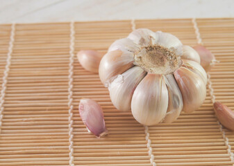 garlic on a wooden board