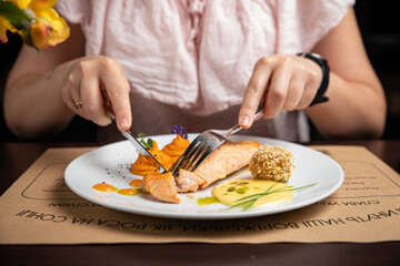 Fish dish with garnish on a plate