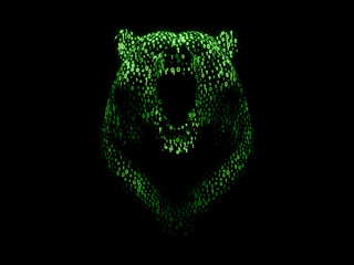 Bear Angry Abstract Hologram Background Financial Market Crash Down Trend Investment 3D