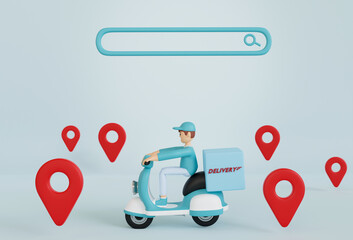 3d illustration.Online delivery service concept, delivery home and office