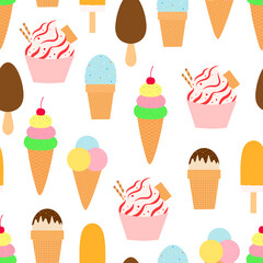 Seamless pattern ice cream vector illustration	