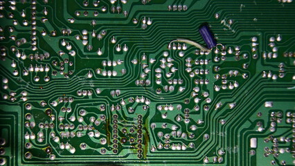 Green vintage electronic PCB background texture
