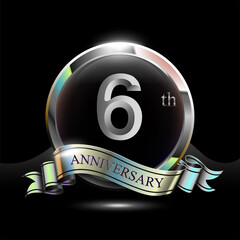 6th silver anniversary logo - obrazy, fototapety, plakaty