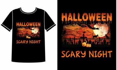 Halloween scary t-shirt design template