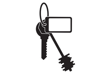 Key icon for lock and open door in house. Safety and security protection symbol.