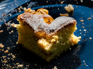 delicious holiday apple pie on a black and blue plate