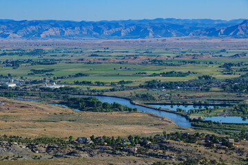 Fototapeta na wymiar View from Colorado National Monument looking over the Colorado River and Fruita, Colorado.