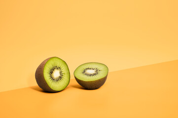 kiwi fruit on bicolor background