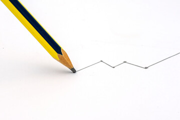  Close-up pencil draw a line isolated on the white background.