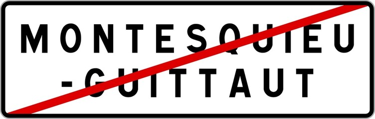 Panneau sortie ville agglomération Montesquieu-Guittaut / Town exit sign Montesquieu-Guittaut