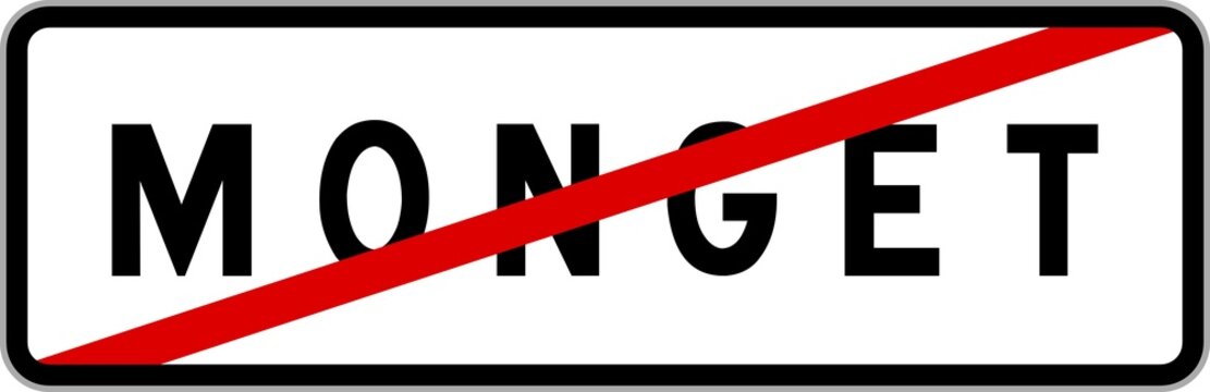Panneau sortie ville agglom&eacute;ration Monget / Town exit sign Monget