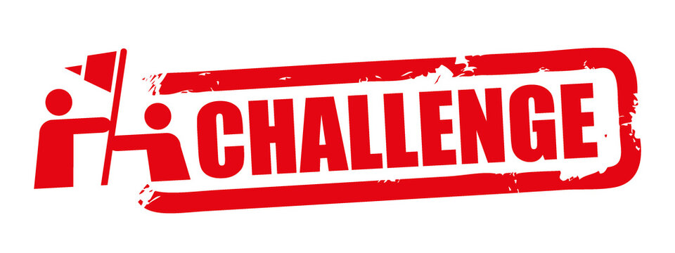Challenge - red vector rubber stamp - label on white background