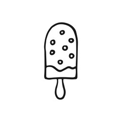 Ice cream. Hand drawn vector illustration. Line art style isolated isolated on white background