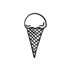 Ice cream. Hand drawn vector illustration. Line art style isolated isolated on white background