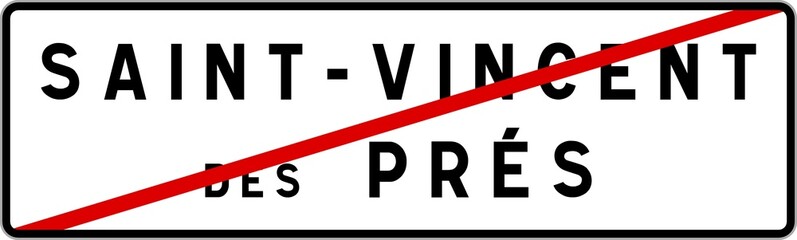 Panneau sortie ville agglomération Saint-Vincent-des-Prés / Town exit sign Saint-Vincent-des-Prés
