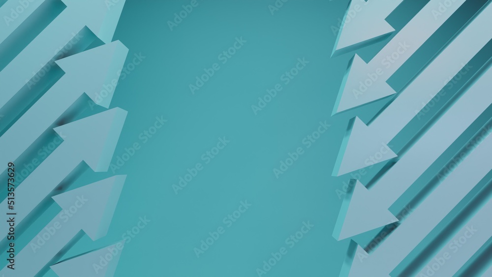 Poster 3d one-way arrows on the sides of the sheet on a colored background