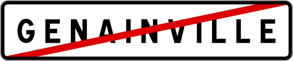 Panneau sortie ville agglomération Genainville / Town exit sign Genainville