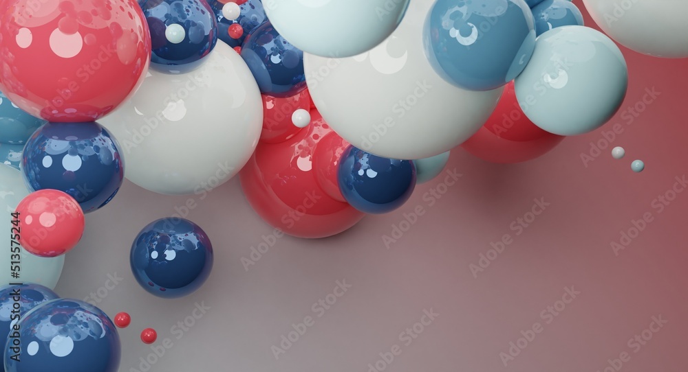 Poster abstract colorful 3d art background with multiple colors. glossy floating liquid blobs, soap bubbles