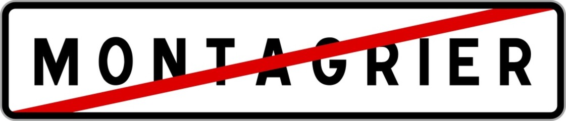 Obraz premium Panneau sortie ville agglomération Montagrier / Town exit sign Montagrier